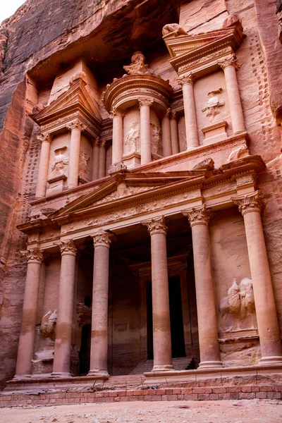 Belleza Rocas Arquitectura Antigua Petra Jordania Antiguo Templo Petra Jordania — Foto de Stock