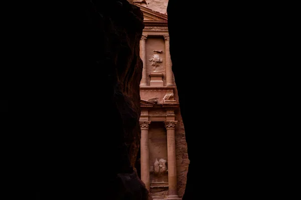 Belleza Rocas Arquitectura Antigua Petra Jordania Antiguo Templo Petra Jordania —  Fotos de Stock