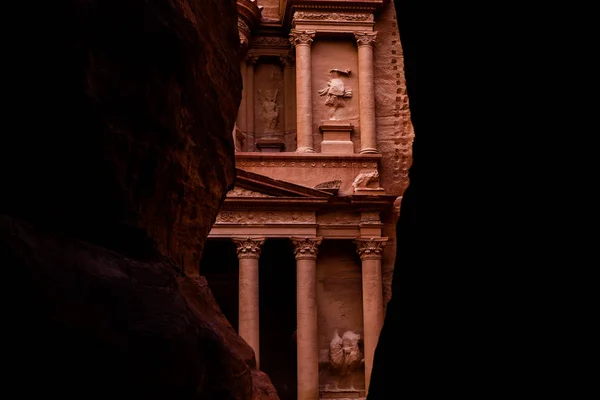 Belleza Rocas Arquitectura Antigua Petra Jordania Antiguo Templo Petra Jordania — Foto de Stock