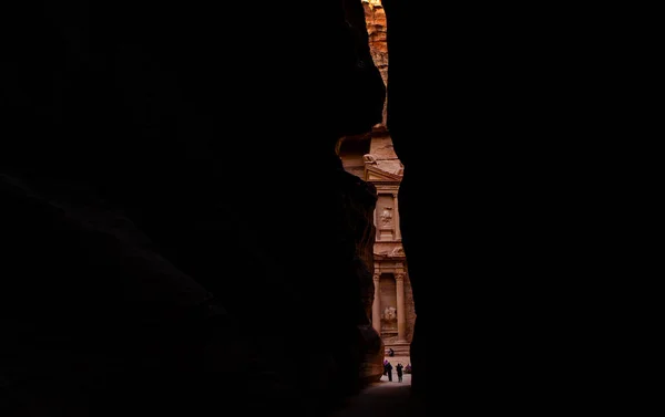 Piękno Skał Starożytna Architektura Petrze Jordania Starożytna Świątynia Petra Jordania — Zdjęcie stockowe