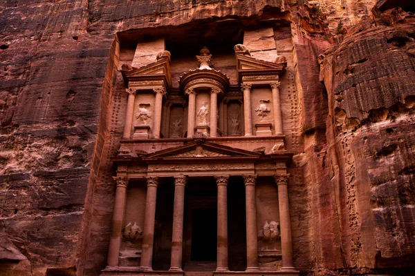 Schoonheid Van Rotsen Oude Architectuur Petra Jordanië Oude Tempel Petra — Stockfoto