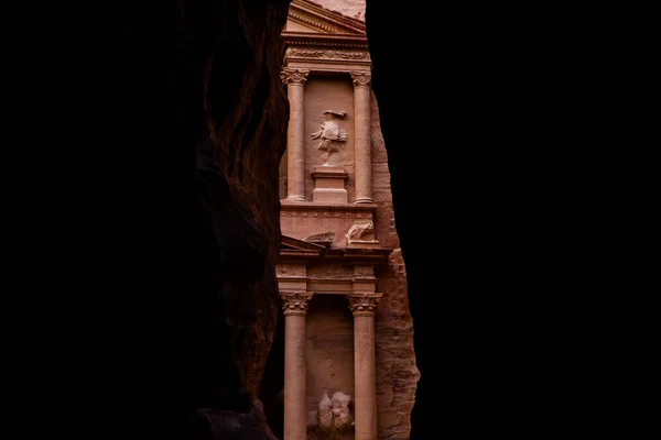 Belleza Rocas Arquitectura Antigua Petra Jordania Antiguo Templo Petra Jordania —  Fotos de Stock