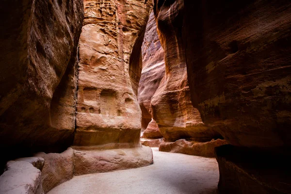 Schoonheid Van Rotsen Oude Architectuur Petra Jordanië Oude Tempel Petra — Stockfoto