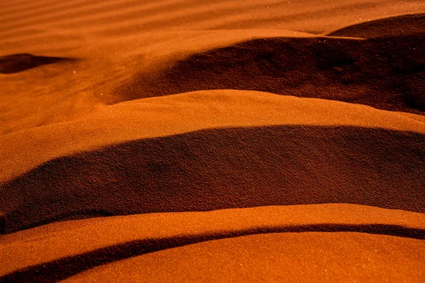 Wadi Rum Sivatag Jordániában Naplementében Panoráma Gyönyörű Homok Minta Dűnén — Stock Fotó