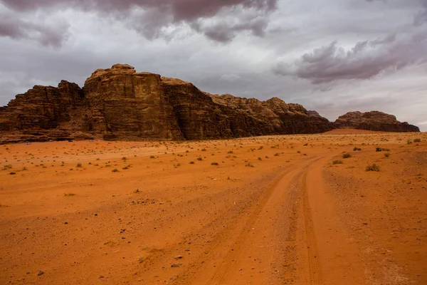 Wadi Rum Desert Jordania Puesta Del Sol Panorama Hermoso Patrón — Foto de Stock