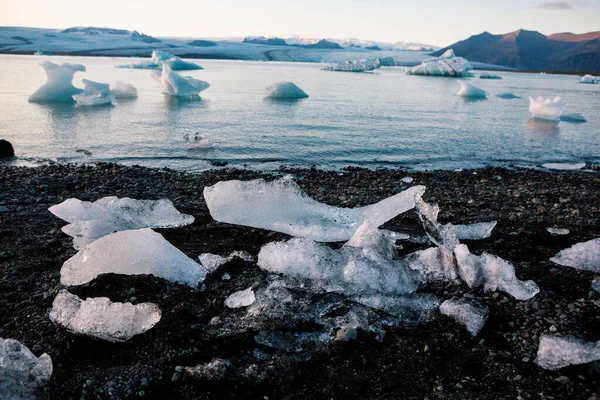 다이아몬드 아이슬란드입니다 Jokulsarlon 해변에 아이슬란드의 빙산입니다 아이슬란드 — 스톡 사진