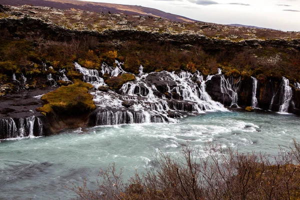 Barevná Podzimní Příroda Cestujte Island Krásná Islandská Krajina Horami Oblohou — Stock fotografie