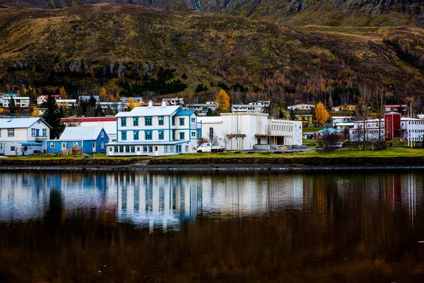 Scenic View Small Town Seydisfjordur East Iceland Picturesque Rural Town — ストック写真