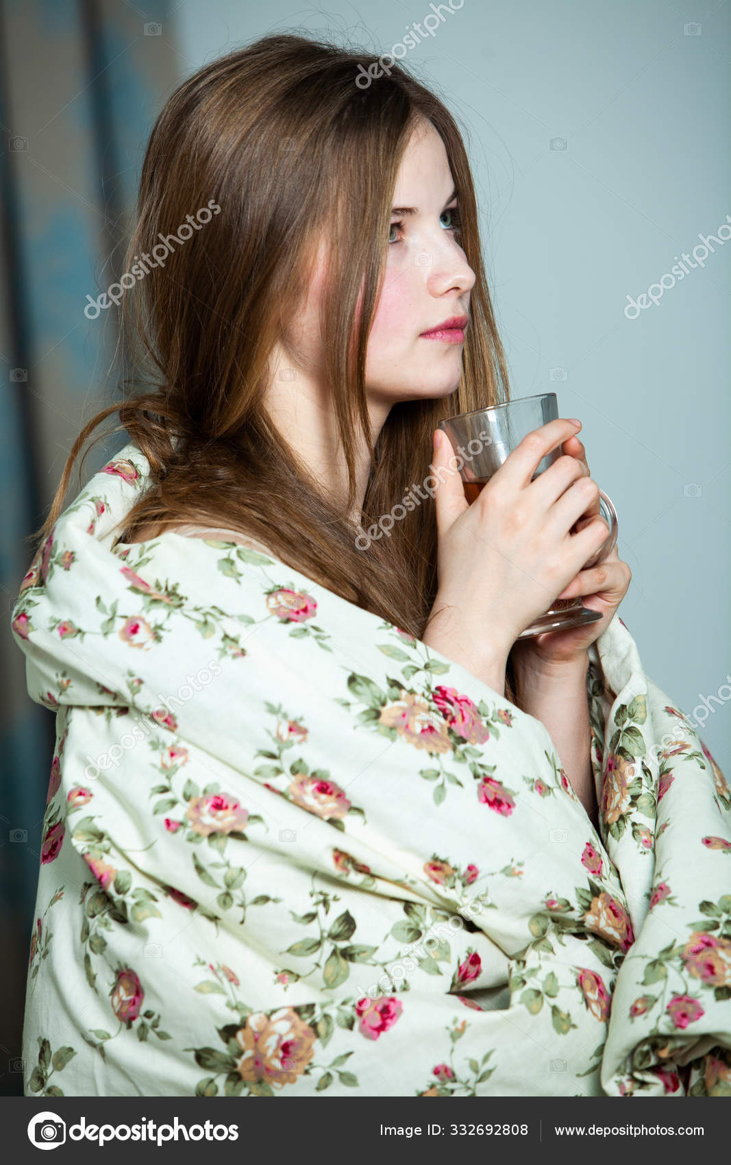 Young Beautiful White Woman Awaking Light Room Relaxed Woman Lying
