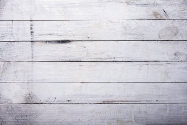 Düğümlü ve tırnak delikli klasik beyaz ahşap arka plan dokusu. Eski boyalı ahşap duvar. Kahverengi soyut arka plan. Vintage ahşap hafif yatay tahtalar. Kopya alanı ile ön görünüm. Tasarım için arkaplan.