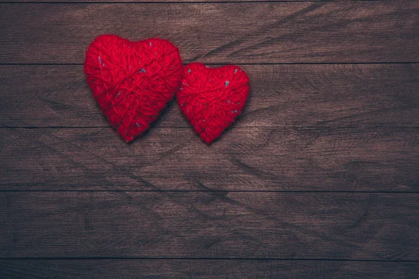 Amor Corazones Sobre Fondo Textura Madera Tarjeta Felicitación San Valentín — Foto de Stock