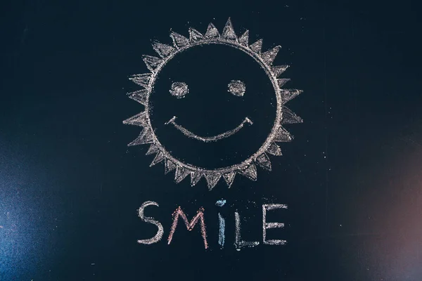 Lächeln Ikone Gemalt Lächelndes Emoticon Smile Nachricht Wort Auf Einem — Stockfoto