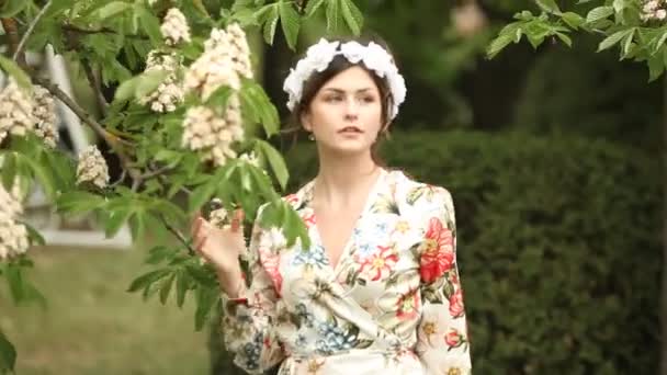 Retrato Mujer Con Pelo Moviéndose Viento Primer Plano Retrato Joven — Vídeo de stock