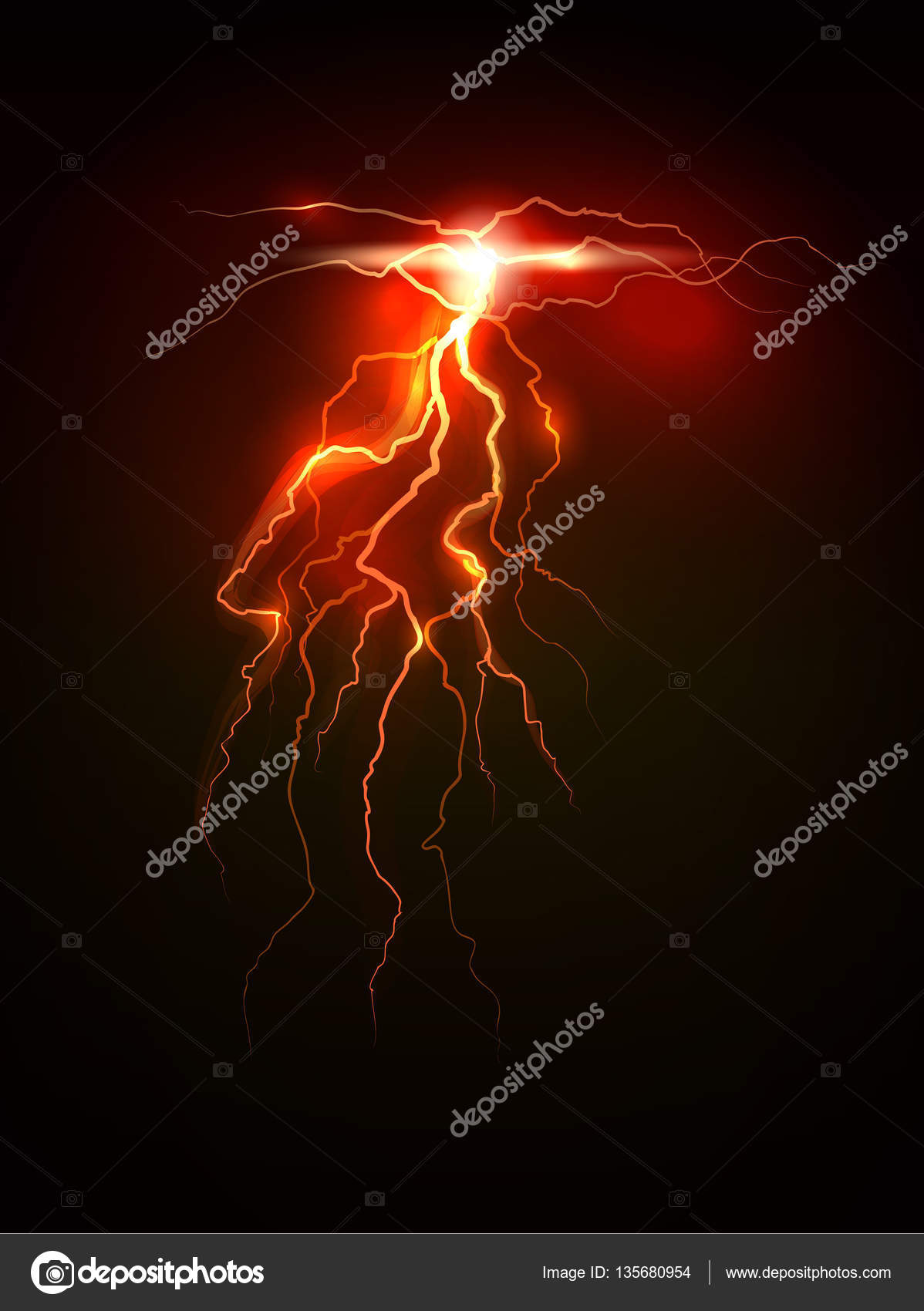 Realistic lightning on dark background — Stock Photo © tinkerfrost