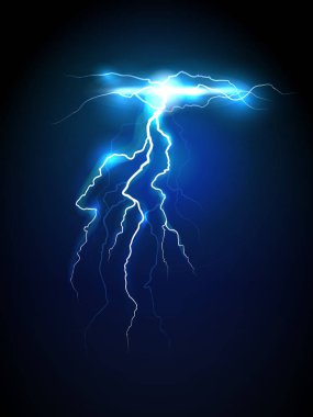 Realistic lightning on dark background