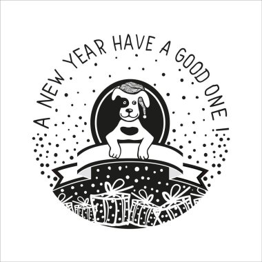 Noel tebrik kartı ile köpek