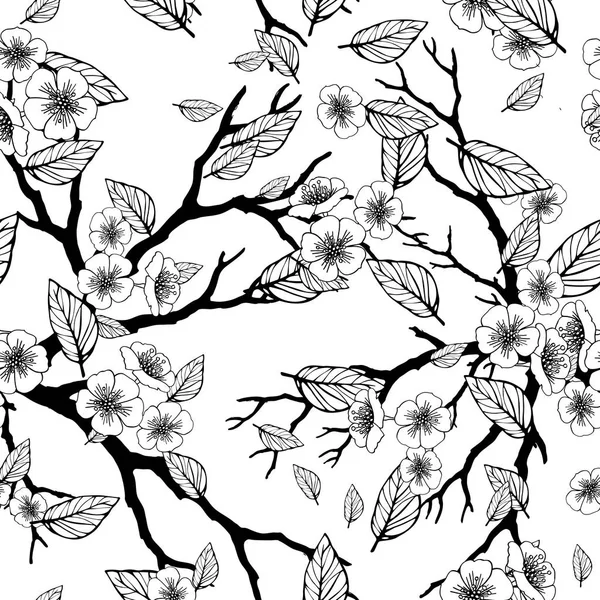 Fond sans couture avec des fleurs de sakura — Image vectorielle