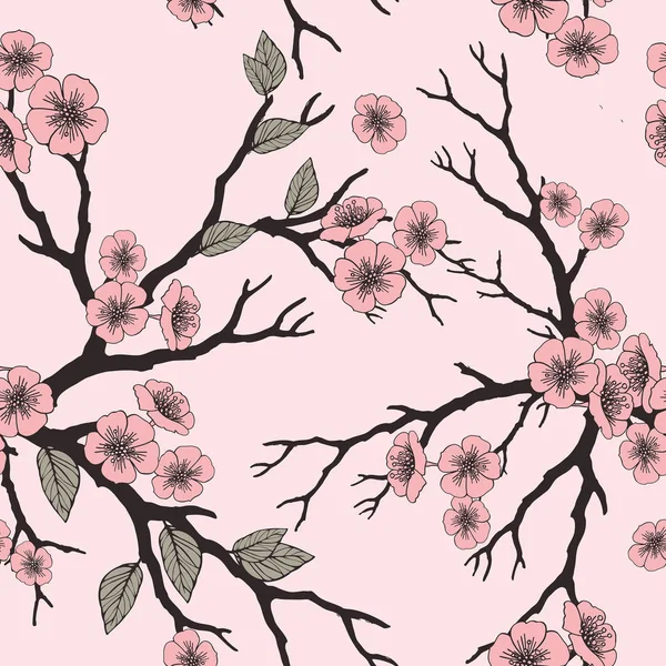 Fundo sem costura com flores sakura — Vetor de Stock