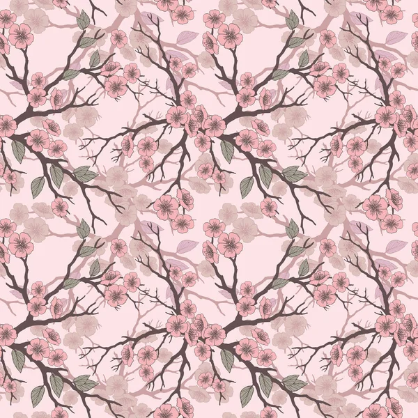 Fondo sin costuras con flores de sakura — Vector de stock