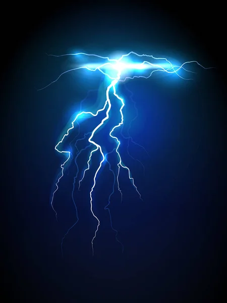 Realistiska lightning på mörk bakgrund — Stock vektor