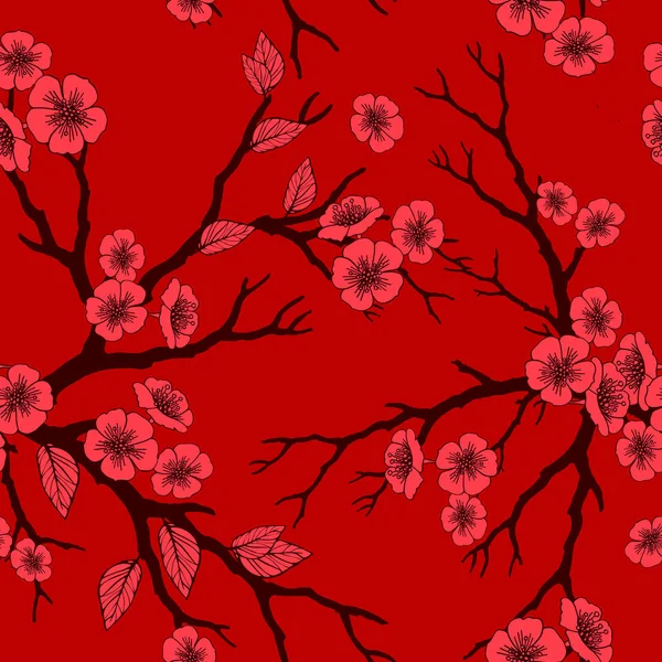 Sakura çiçekleri ile sorunsuz arka plan — Stok Vektör