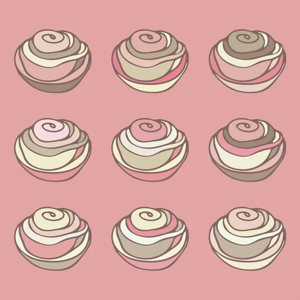 Hand-drawn colored cupcakes — Stock Vector