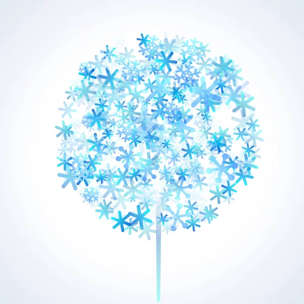 Beyaz arka plan üzerinde kar taneleri ağaçtan vektör — Stok Vektör
