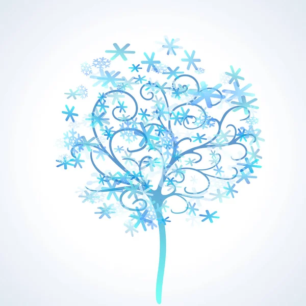 Vektor strom ze sněhové vločky na bílém pozadí — Stockový vektor