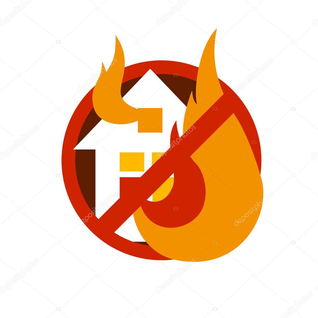 House fire logo design. Flame home insurance symbol. eps-8