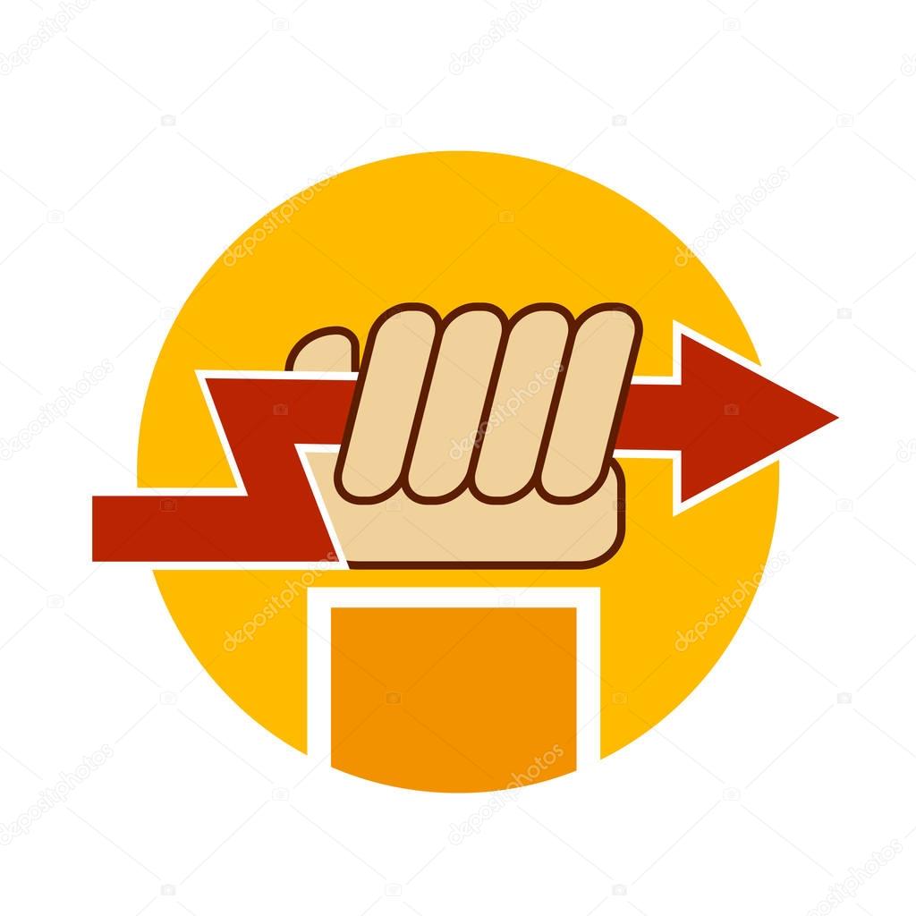 Vector logo with a hand holding lightning