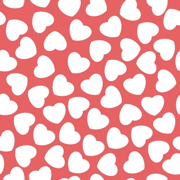 Seamless pattern with hearts. Romantic texture. Pink background with white hearts. Valentines day, wedding, baby shower graphic element. Vector illustration. — Stock Vector