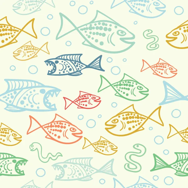 pattern with  funny fishes in sketch style