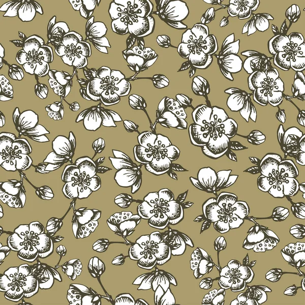 Patrón con flores de manzano — Archivo Imágenes Vectoriales