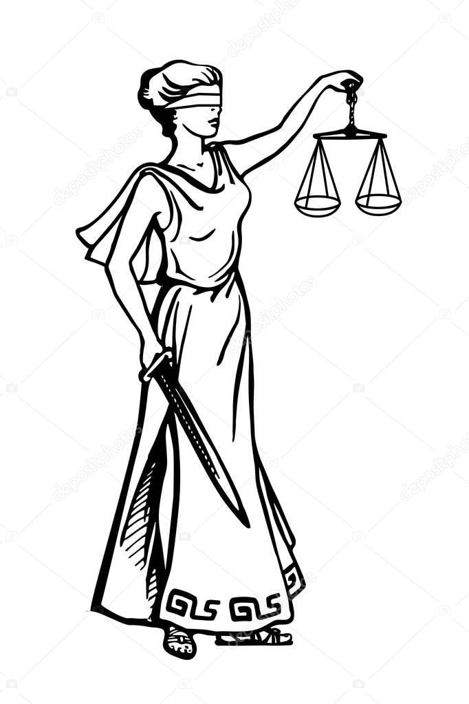 Lady Justice holding scales and sword 