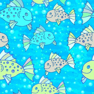 Eskiz tarzında komik balık deseni