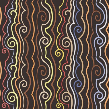 Elle çizilmiş vintage basit vektör desen dikey dalgalar, çizilmiş çizgiler, deniz mavisi tonları