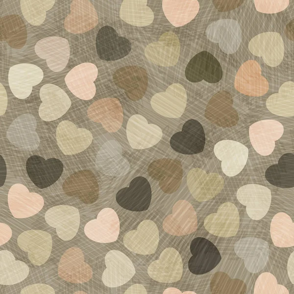 Ensemble de 4 motifs vectoriels sans couture avec des coeurs. Décoratif fond rétro beige sans fin. Design tissu vintage . — Image vectorielle