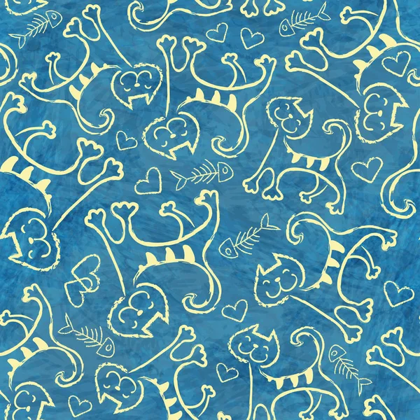 அழகான கார்ட்டூன் டூட்ல் பூனைகள் கொண்ட வடிவமைப்பு — ஸ்டாக் வெக்டார்