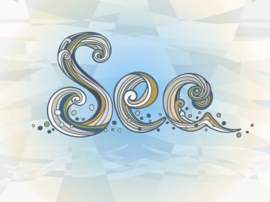 Deniz. Parmak izi ifade ile çizim vektör. Modern elle çizilmiş yazı soyut geometri arka planda yazdırma. Vektör tasarımı YYK