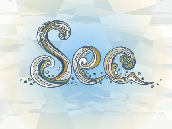 Deniz. Parmak izi ifade ile çizim vektör. Modern elle çizilmiş yazı soyut geometri arka planda yazdırma. Vektör tasarımı YYK