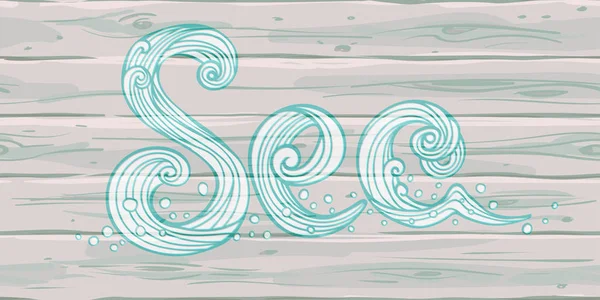 Deniz. Parmak izi ifade ile çizim vektör. Modern elle çizilmiş yazı hafif woodern modern arka planda yazdırma. Deniz. Parmak izi ifade ile çizim vektör. Modern elle çizilmiş yazı içinde yazdırma