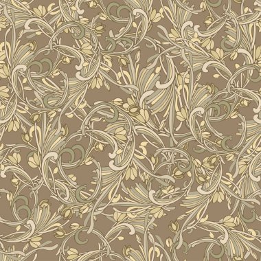 Sorunsuz arka plan barok stili kahverengi rengi. Vintage lüks model. Retro Victorian. Damascus stil süsleme. Çiçekler, yapraklar unsurları. resimde. Duvar kağıdı, ambalaj, tekstil baskı.