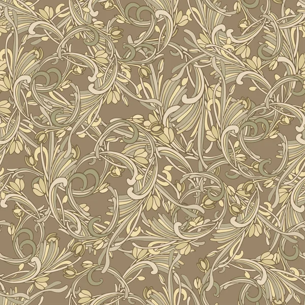 Nahtloser Hintergrund barocken Stil braune Farbe. Vintage-Luxusmuster. Retro-Viktorianer. Ornament Damascus-Stil. Elemente von Blumen, Blättern. Illustration. Tapeten, Druckverpackungen, Textilien. — Stockfoto