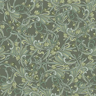 Sorunsuz arka plan barok stili kahverengi rengi. Vintage lüks model. Retro Victorian. Damascus stil süsleme. Çiçekler, yapraklar unsurları. Vektör çizim. Duvar kağıdı, ambalaj, tekstil baskı.