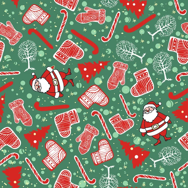 Vektor Weihnachten nahtloses Muster mit Weihnachtsmann. — Stockvektor