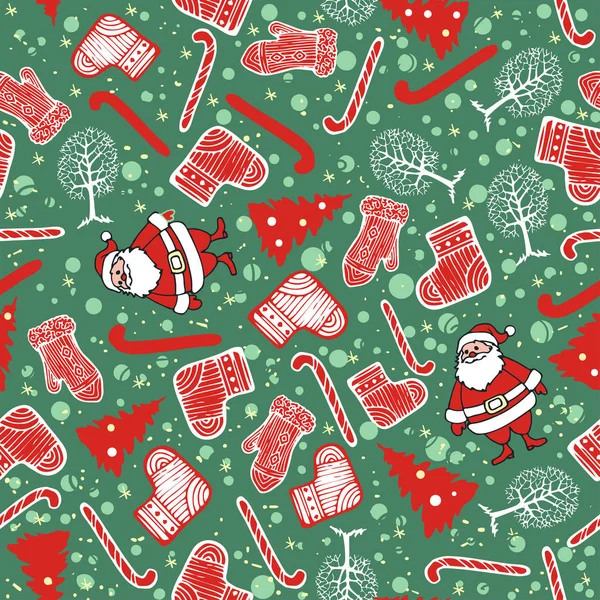 Padrão sem costura Vector Natal com Papai Noel . —  Vetores de Stock