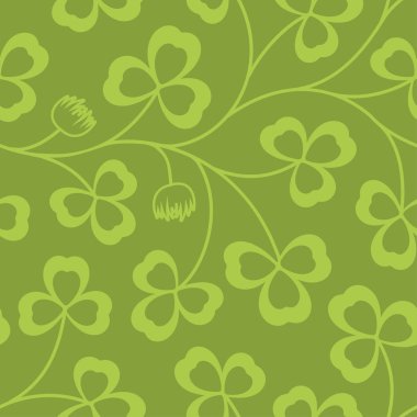 Yonca sorunsuz vektör desen bırakır. St Patricks günü yeşil arka plan. Shamrock duvar kağıdı