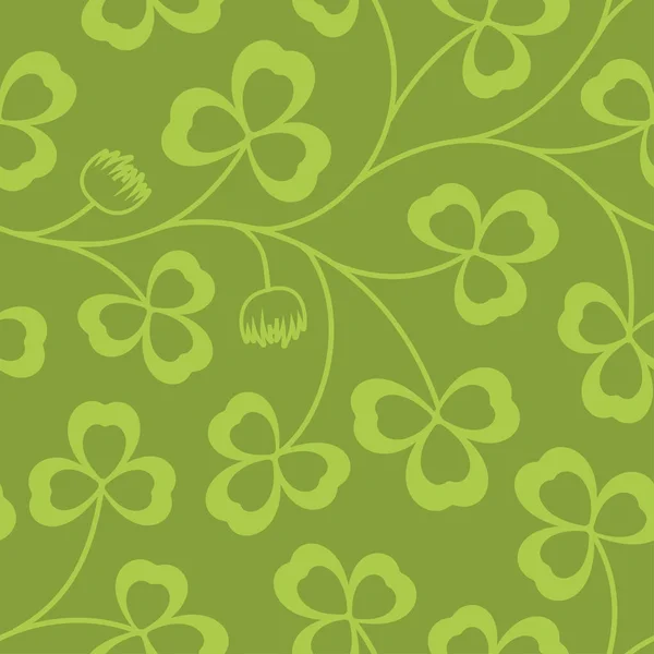 Clover leaves seamless vector pattern. St. Patricks Day green background. Shamrock wallpaper — Stock Vector