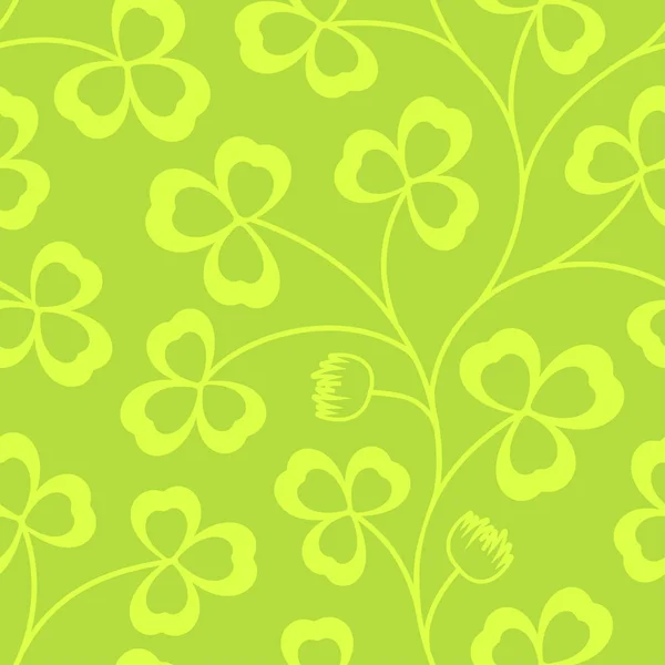 Clover leaves seamless vector pattern. St. Patricks Day green background. Shamrock wallpaper — Stock Vector