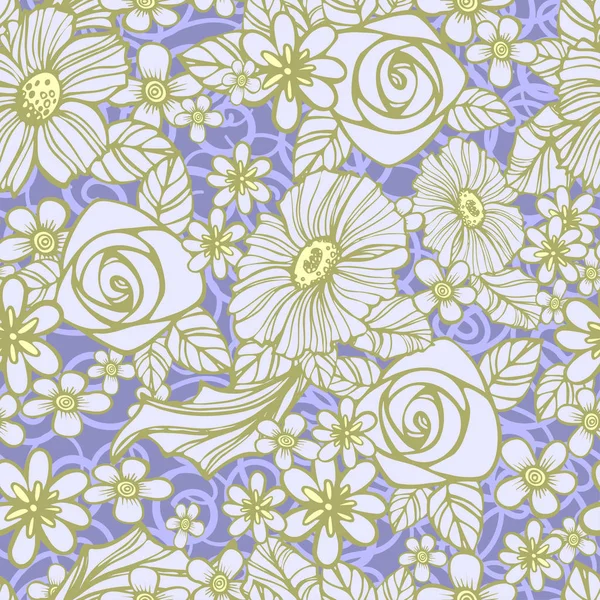 Απρόσκοπτη floral μοτίβο με λουλούδια — Διανυσματικό Αρχείο